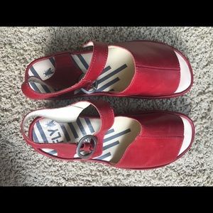 Red platform sandals